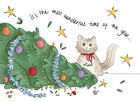 Kerstkaart grappig Kat met omgevallen kerstboom